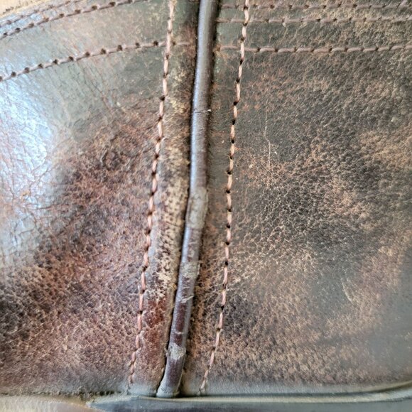 Old West Leather Cowboy Boots 5D Square Toe Western Grunge Womens 6.5 - Picture 12 of 13